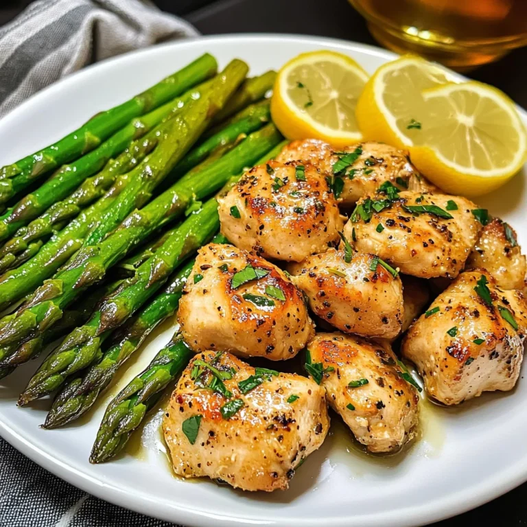 Keto Garlic Butter Chicken Bites with Lemon Asparagus