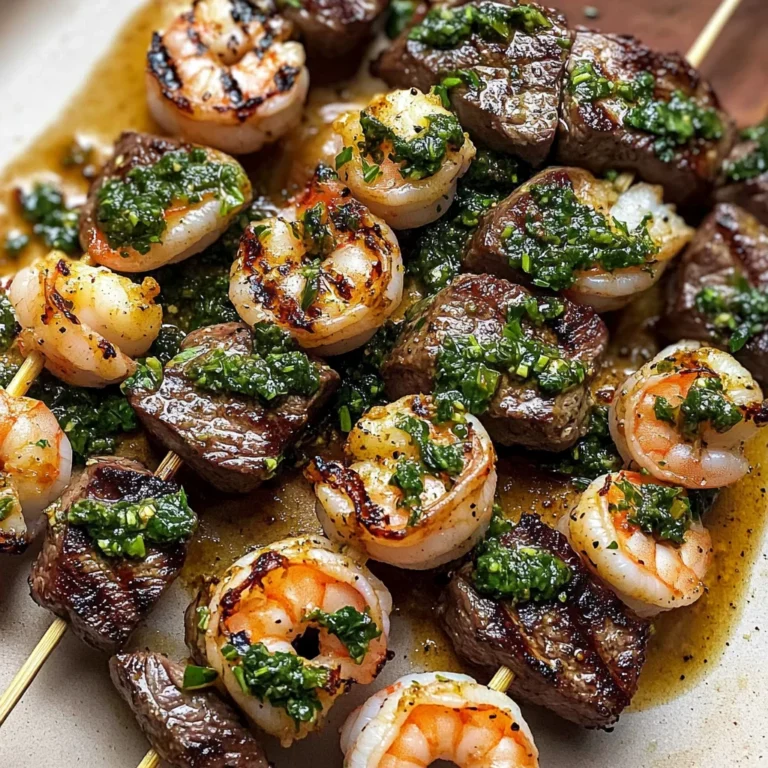 Surf and Turf Kabobs with Chimichurri Sauce