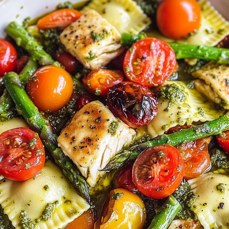 Chicken Ravioli with Basil Pesto and Veggies