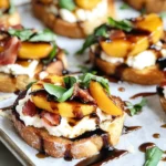 Honey Ricotta Peach Crostini with Crispy Pancetta