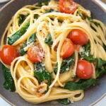 Pasta with Tomatoes and Spinach.
