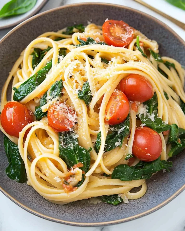 Pasta with Tomatoes and Spinach.