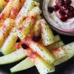 Summer Melon Sticks with Lemon Cherry Dip (Easy Vegan Snack)