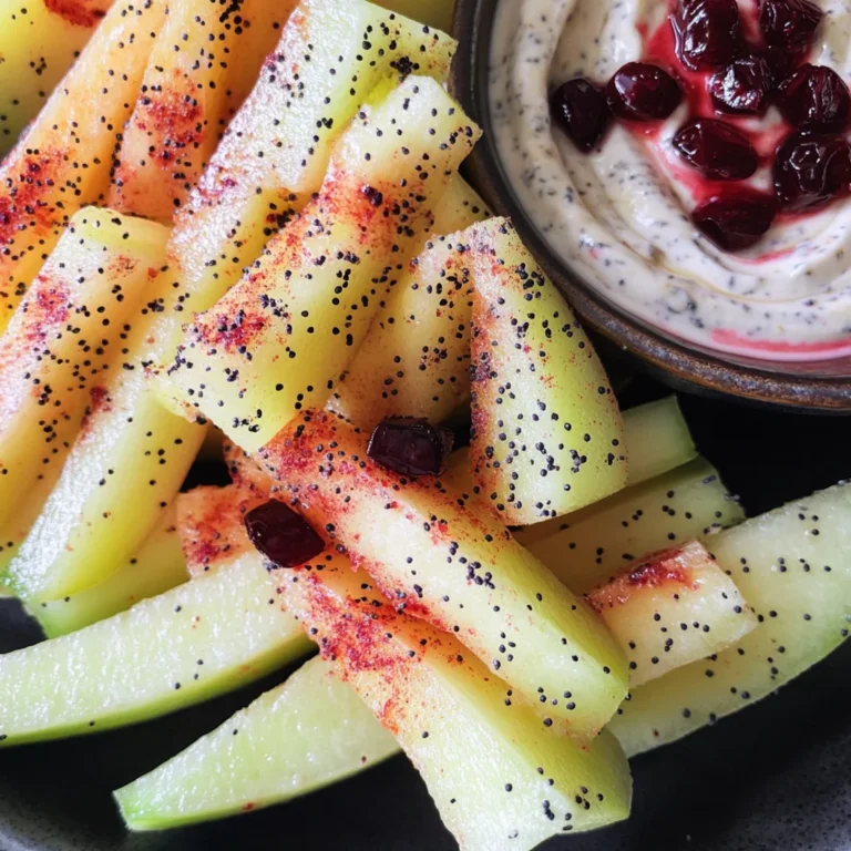 Summer Melon Sticks with Lemon Cherry Dip (Easy Vegan Snack)